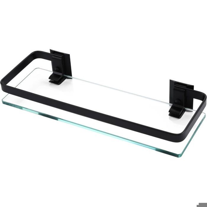 Étagère murale salle de bain - DEKOPRO - Aluminium - Verre trempé extra épais - Panier rectangulaire