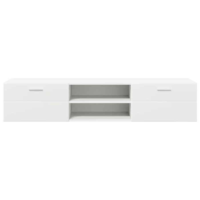 NEUF Meuble TV Contemporain - Cabinet en Bois Blanc 150 x 39 x 30cm Bois dingénierie FR00_80981447856