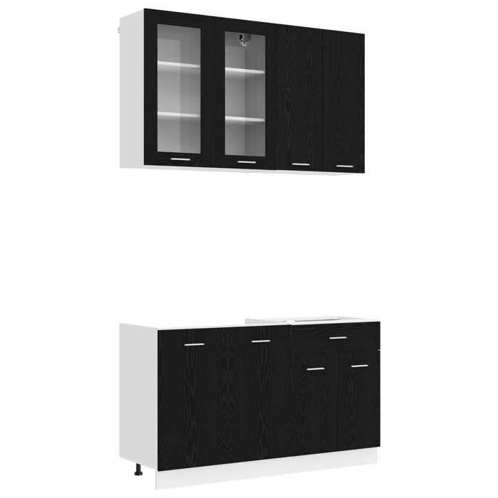 vidaXL Unité de cuisine LYON 4 pc Chêne noir Bois dingénierie 3438356