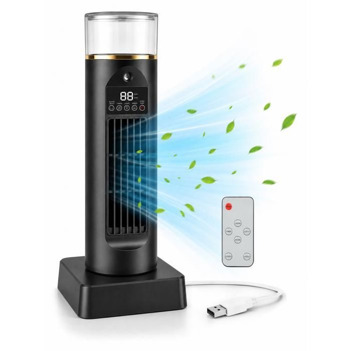 Ventilateur Tour Ventilateurs de Table avec TélécommandeVentilateur Oscillant 6 VitessesBrumisateurMinuteur et LED pour Bureau