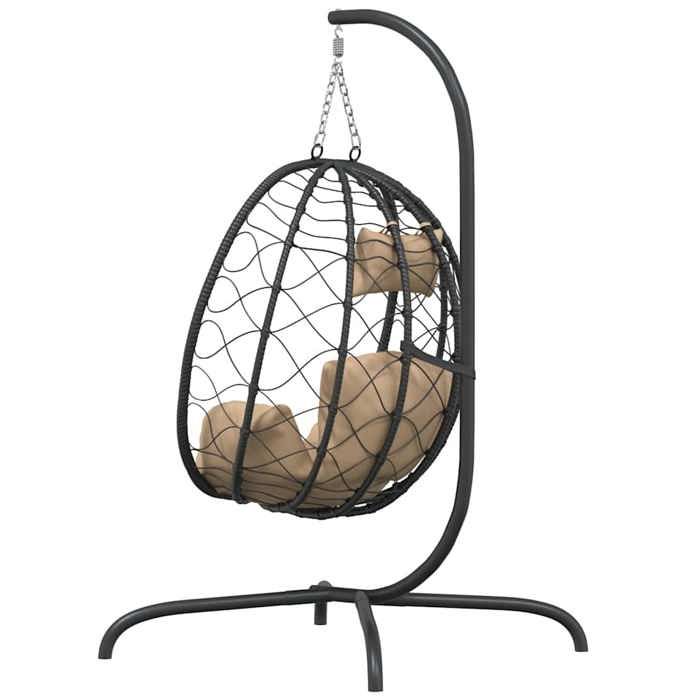 Chaise suspendue en forme dœuf avec coussin taupe_2 ans garantie_82538