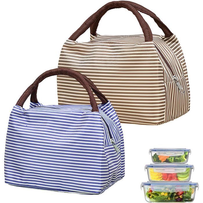 2 Pièces Sacoche Isotherme Repas Pliable Sac Lunch Box Portable Isotherme pour École Bureau Pique-Niques et Voyages - B - B