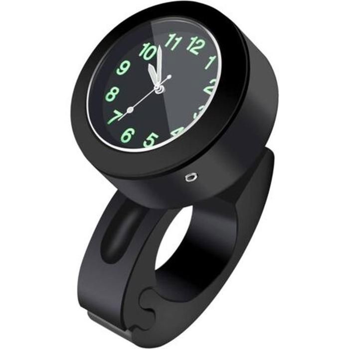 Montre de guidon étanche universelle pour moto/vélo cadran lumineux (noir) compatible avec les guidons de 22 à 25 mm GUIDON