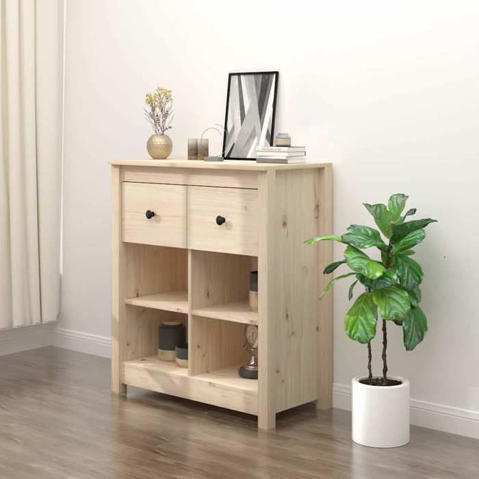 Brun Buffet 70x35x80 cm Bois massif de pin - Meuble Rangement LV33468