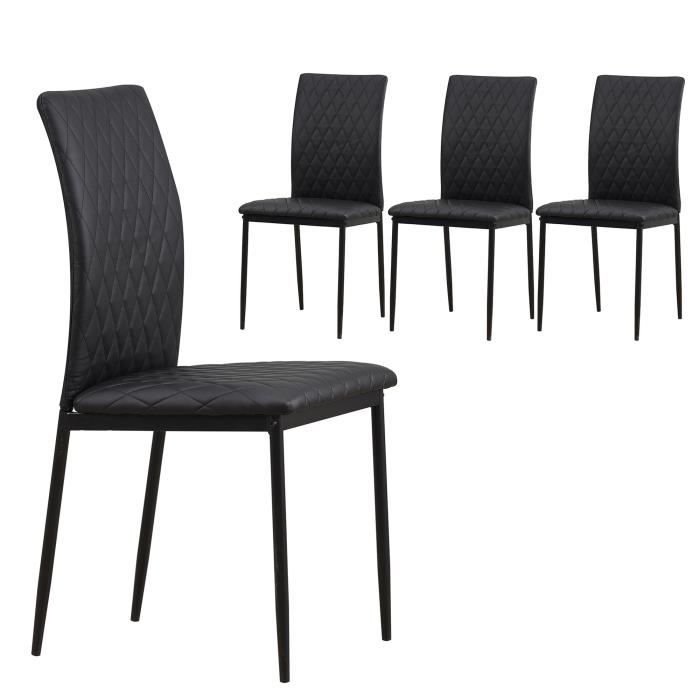 ensemble de 4 chaises de salle à manger albatros imola - design italien noble - revêtement en similicuir - noir