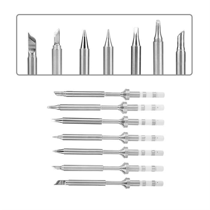 Lot De 7 Pointes De Fer à Souder Pour TS100 - Acier Inoxydable - Différentes Formes - Soudure Électronique