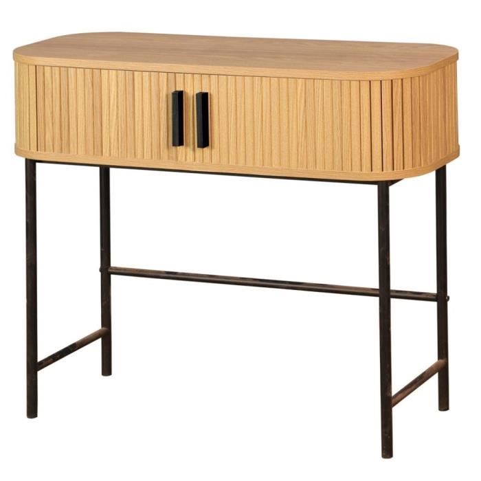 Console Patrate Console en médium avec poignées 2 portes, pieds en métal - Cdiscount Maison