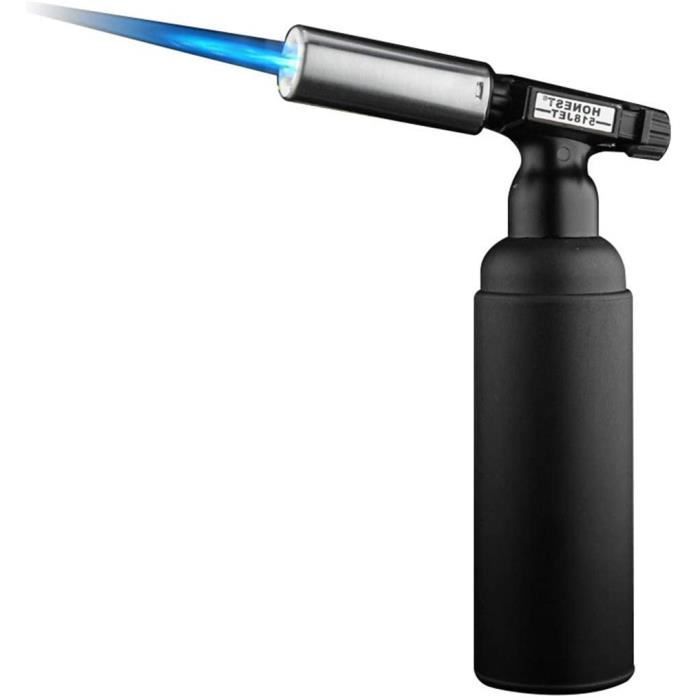 Chalumeau De Cuisine Flintronic Rechargeable Butane - Flamme Réglable Jusqu'à 1300°C - Verrou Sécurité, 2 Pinceaux Silicone - Pour Crème Brûlée, Soudure, Barbecue