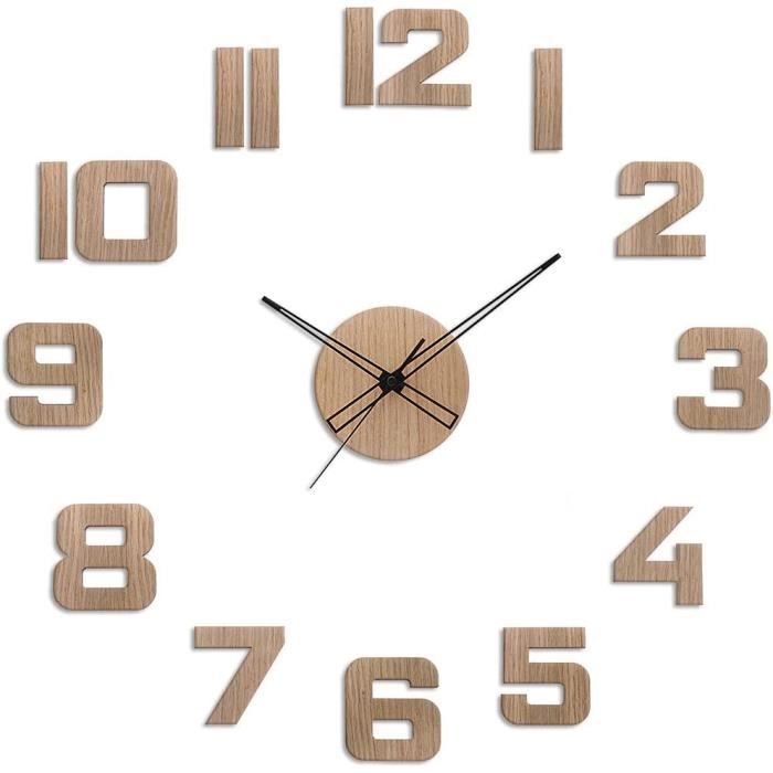Grande Horloge Murale En Bois Rustique Fait Main - Avec 3 Nœuds Papillon - Décoration Maison