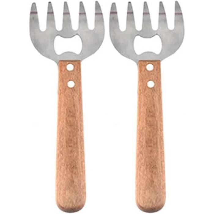 Griffes à Viande Barbecue En Acier Inoxydable - 5 Griffes, Poignée Bois, 18,9 Cm, Pour Effilocher Poulet Et Bœuf - 5