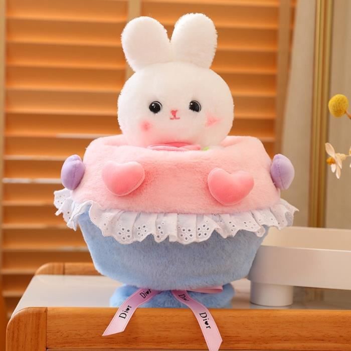 Bouquet de lapin - environ 35 cm - Jouet en peluche lapin en forme de cœur  de beurre pour enfants, Peluche do