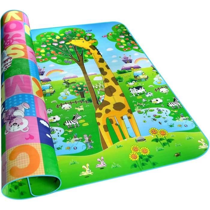 Tapis De Jeu Bébé 180x120cm - Mousse Souple Réversible Ferme Et Alphabet, Imperméable Et Pliable
