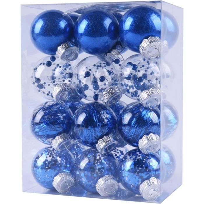 24 Pc Boules De Noël,Boules De Noël Ensemble,Decoration Sapin De Noël