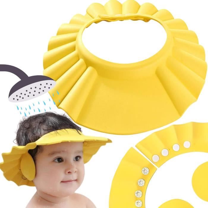 Bonnet De Bain Bébé Anti-eau - Diamètre 28,5 Cm, élastique - Empêche L'eau Et Le Shampooing Dans Les Yeux - Rose, Bleu, Vert, Orange