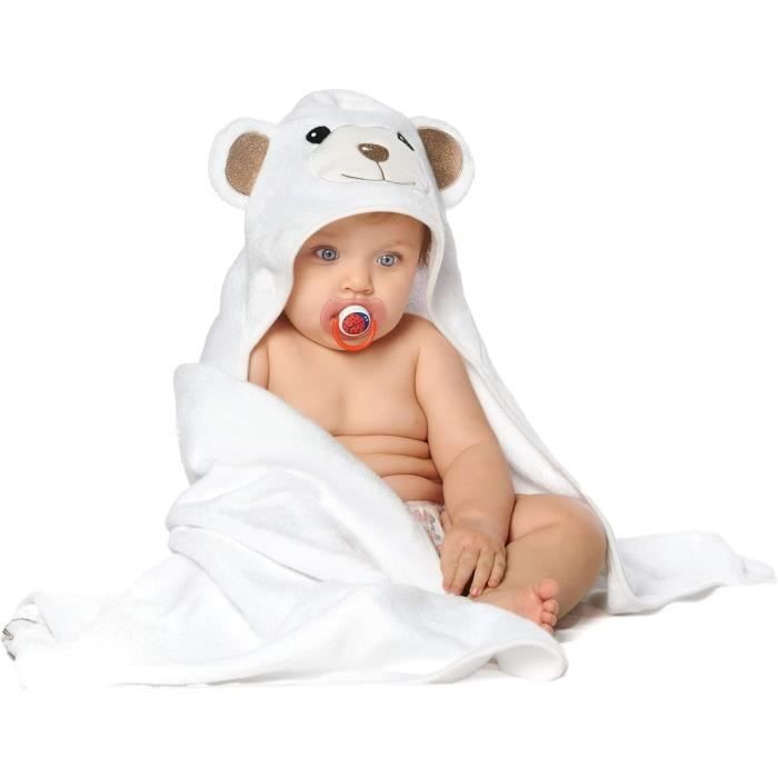 3 Capes De Bain Bébé à Capuche - 80x80cm - 100% Coton Mousseline - Super Absorbantes - Cadeau Naissance