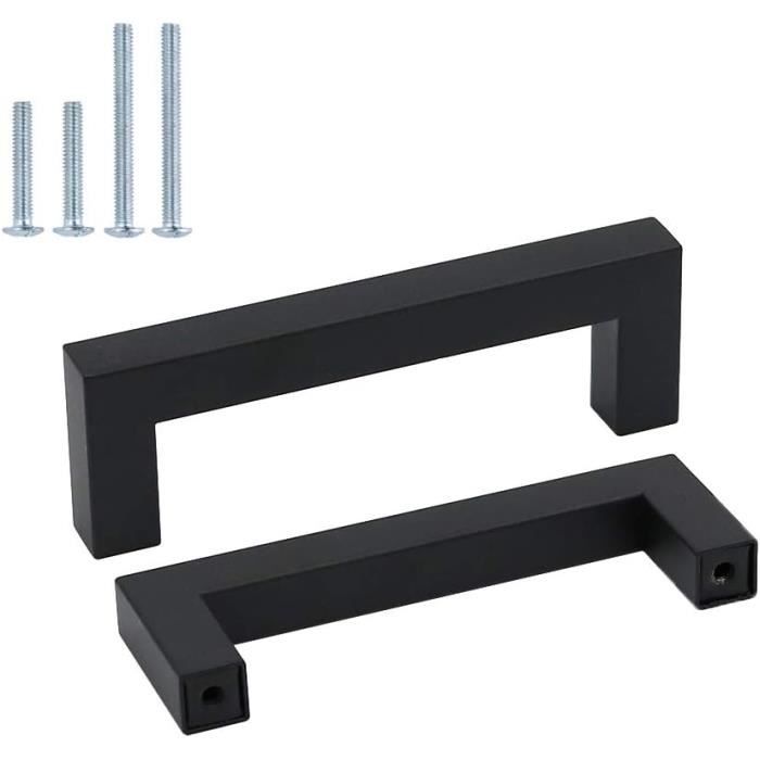 Bin Lot De 15 Poignées De Meuble Noires 96 Mm - En Acier Inoxydable