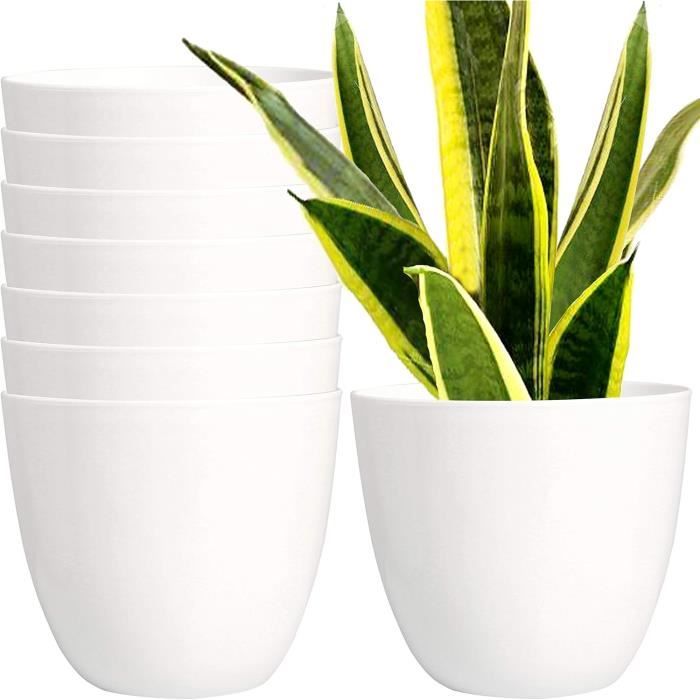 Pots De Plantes 12 Cm - Lot De 2 - Plastique Avec Trous De Drainage Et Soucoupe - Blanc - Pour Intérieur/Extérieur - 9