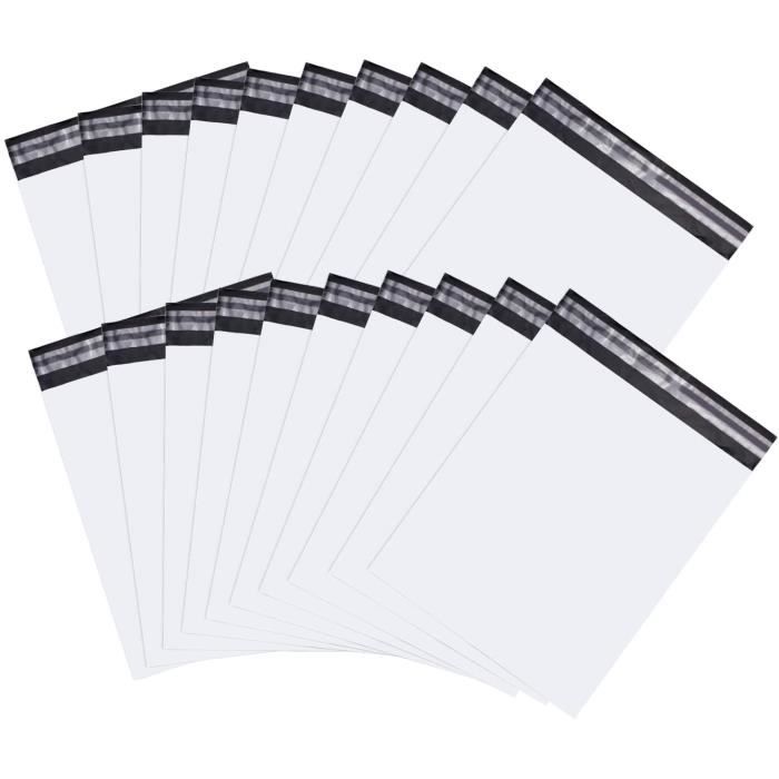 100 enveloppes d'expédition plastique blanche opaque format