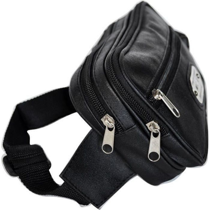 Besace sacoche banane homme femme en cuir synth tique 007 Noir