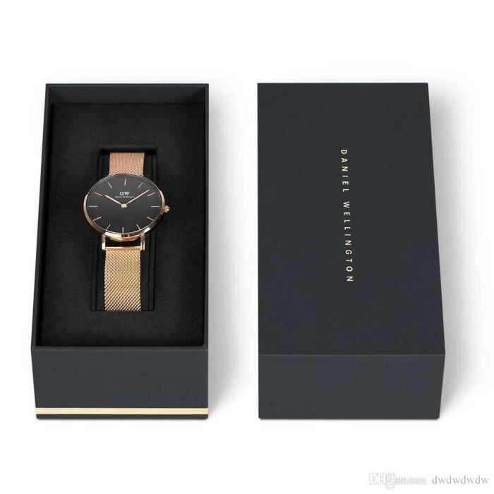 Montre Luxe Daniel Wellington femme Bracelet Rose et Cadrant Noire