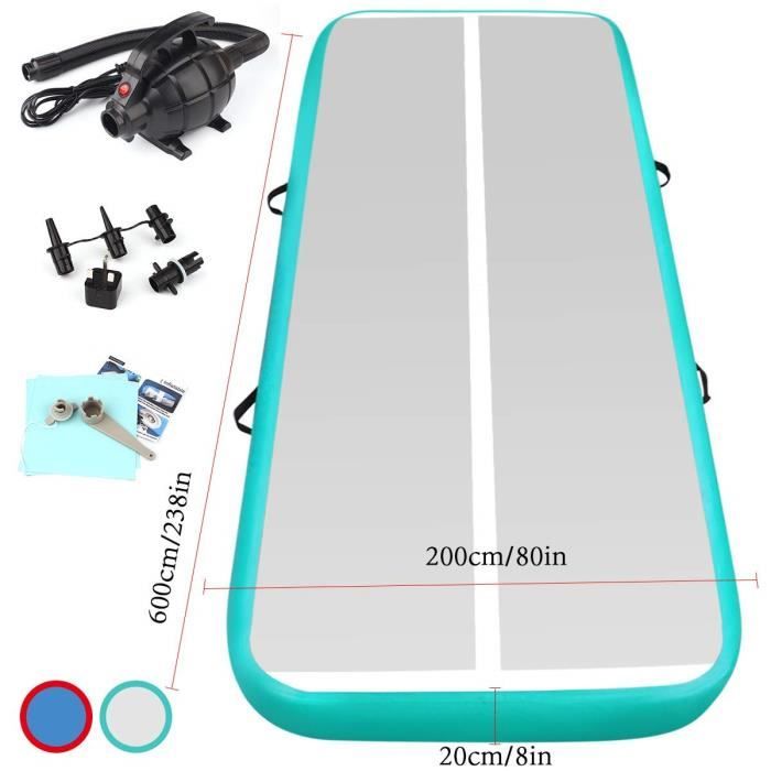 Gepco 3M Tapis de Gymnastique Air Track Matte Tumbling Gonflable Bleu