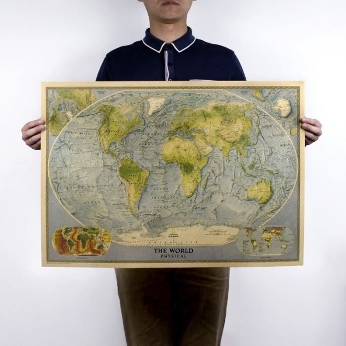 Poster Affiche De Mur En Papier Kraft Carte Du Monde En Grande Taille Collection Vintage Décoration Murale Ornement Chambre Bar