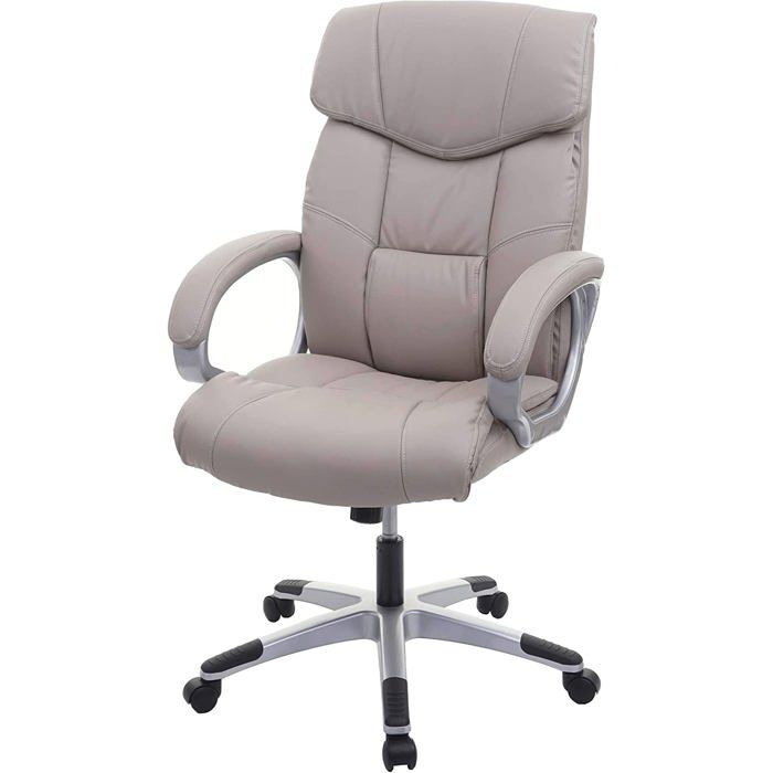 Fauteuil chaise de bureau sur roulettes pivotante hauteur reglable synthetique taupe gris 04_0001805