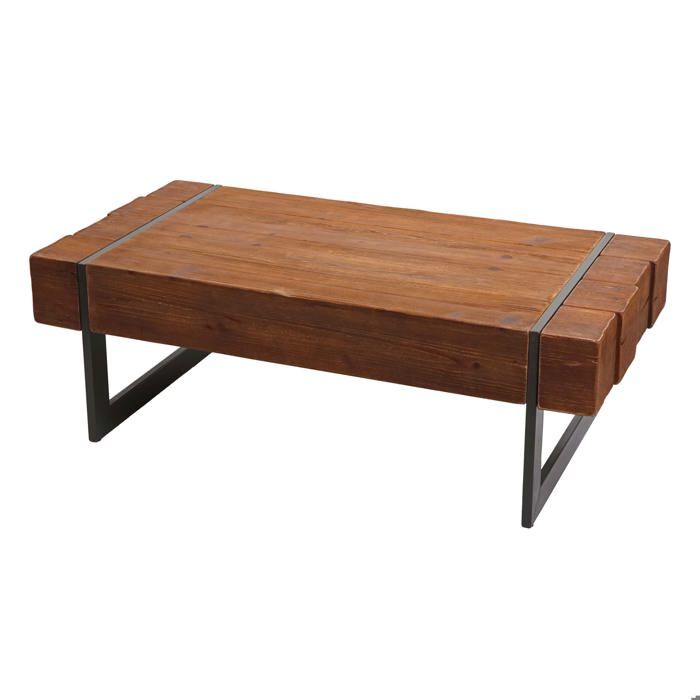 Table basse de salon en bois de sapin massif rustique 40x120x60cm marron 04_0005448 Table basse de salon en bois de sapin massif rustique 40x120x60cm marron 04_0005448
