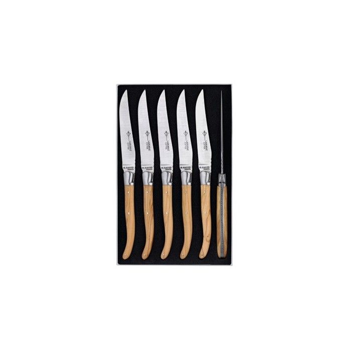Coffret De 6 Couteaux De Table G DAVID – Inox Monobloc 23 Cm – Lame Microdentée – Neuf