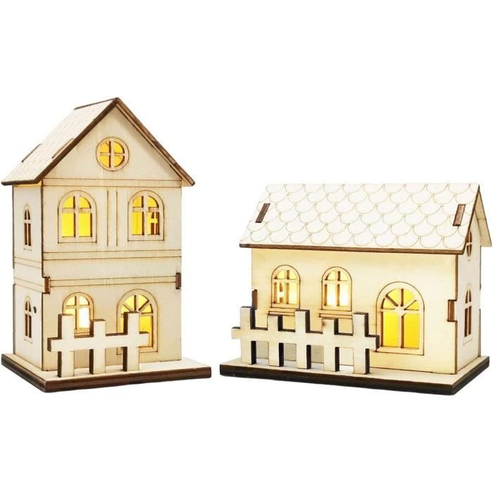 Xiaoba Maison De Noël Lumineuse Mini Village De Noel Lumineux en Bois