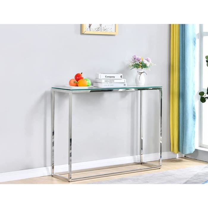 Console D'entrée Moderne En Verre à 2 Niveaux – Idéale Pour Ranger Et Décorer Votre Salon