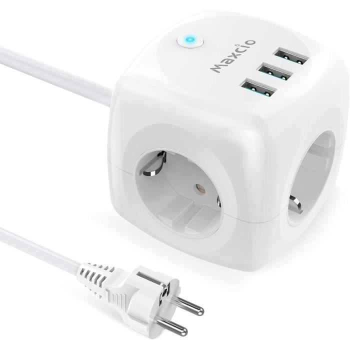 Mini Multiprise Mini Multiprise USB Cube,Maxcio Bloc Multiprise 3 Prises et 3 Ports USB ...