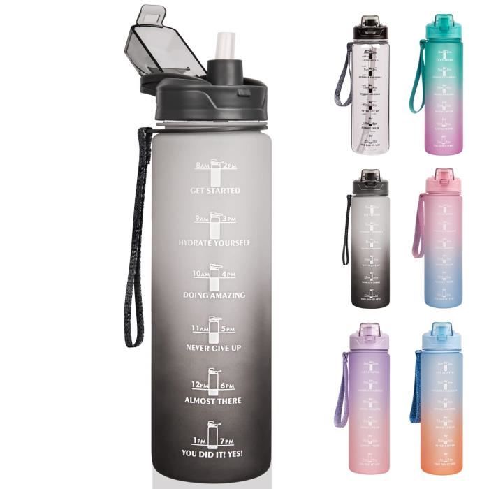 Bouteille D'eau Sport 1L, Gourde Marqueur De Temps, Gourde