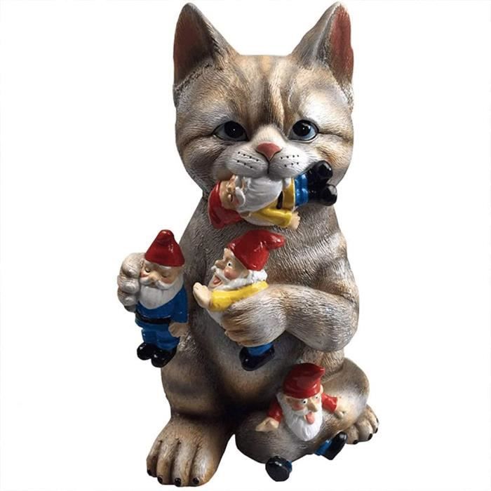 Figurine De Statue De Nain De Jardin De Chat Espiegle Ornements D Art De Chat De Massacre De Nain De Jardin Cadeau D Ornements D Cdiscount Jardin