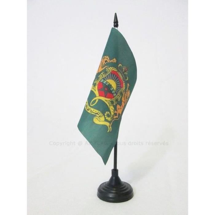 Drapeau De Table Etendard Royal Du Maroc - 15x15 Cm - 100% Polyester - Socle Noir Inclus - AZ Flag