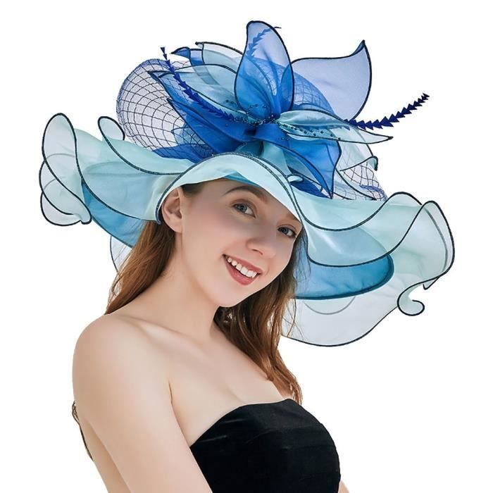 VPbao Femme Fleur Chapeau de Soleil en Organza Anti-UV Pliable Plage Cérémonie 