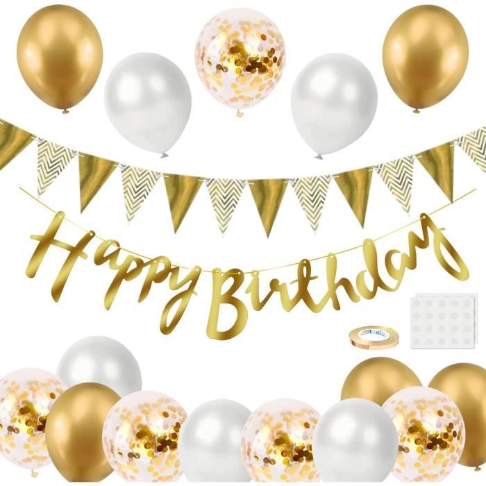 Kit Déco Anniversaire : 16 Ballons, 13 Décos De Gâteau, 1 Banderole – Thème Coloré, Facile à Monter