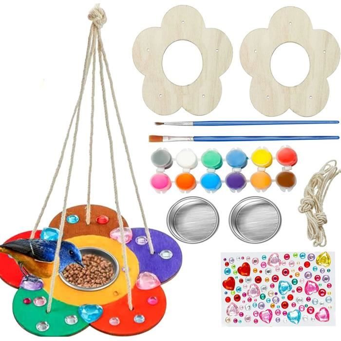 Mangeoire à Oiseaux En Bois à Peindre – Kit Créatif Pour Enfants, étanche Et Facile à Installer