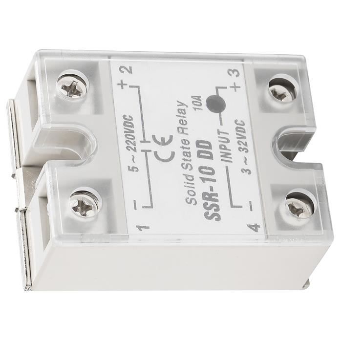 Halbleiterrelais SSR-10 DD – 10 A, 5–220 V DC, Zweirichtungs-SCR, Für Steuerungen, Temperaturregler & CNC
