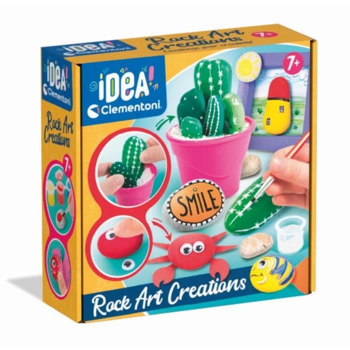Jeu de loisirs creatifs Clementoni Creations galets Peinture galets yeux autocollant Enfant des 7 ans Cdiscount Jeux Jouets