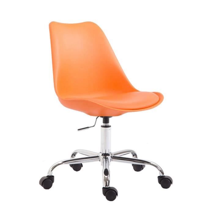clp chaise de bureau toulouse coque en plastique et revêtement en similicuir pieds métal, orange