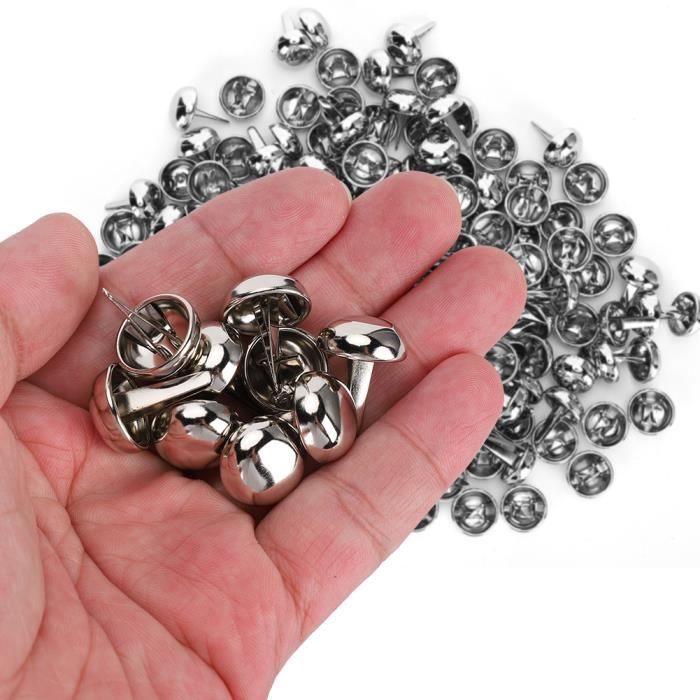 10 Clous-rivets Ronds Laiton 12x7 Mm - Pour Sac à Main, Cuir, Bricolage - Neuf