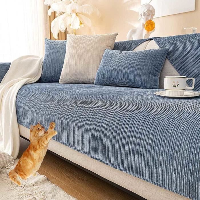Housse De Canapé D'Angle Velours Uyeoco - Extensible, 3-4 Places, Forme L (145-185cm)