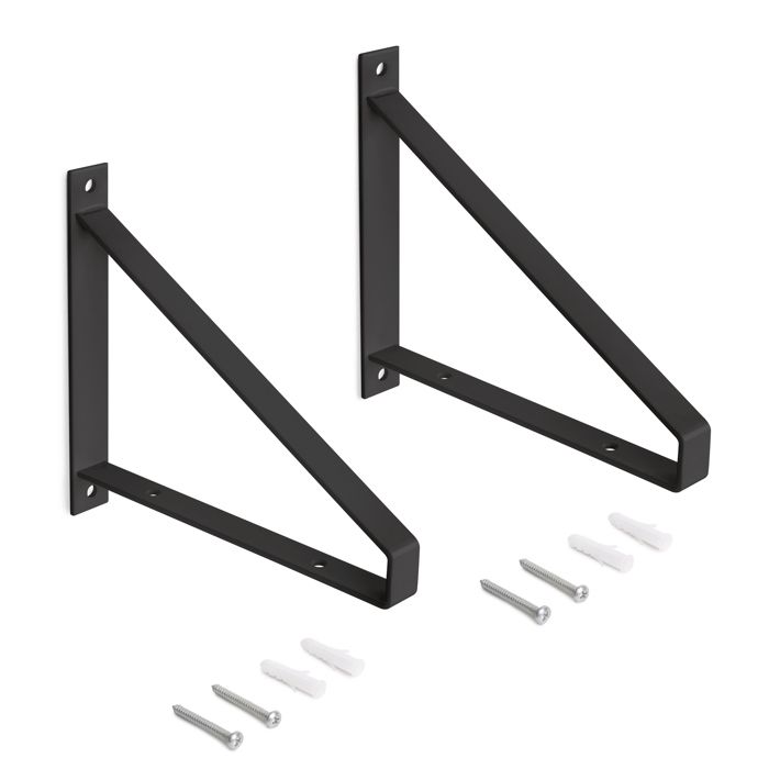 Supports pour étagères - EMUCA - Triangulaires - Acier - Peint en noir - Capacité 30 kg