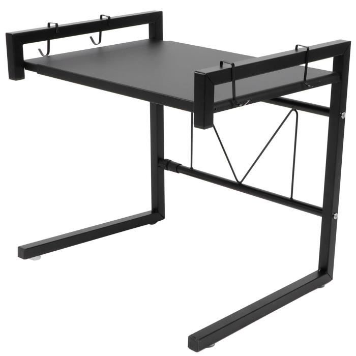 Support Micro-ondes Extensible HUOLE - Étagère Ajustable 25 Kg, Noir, Pour Cuisine Ou Bureau