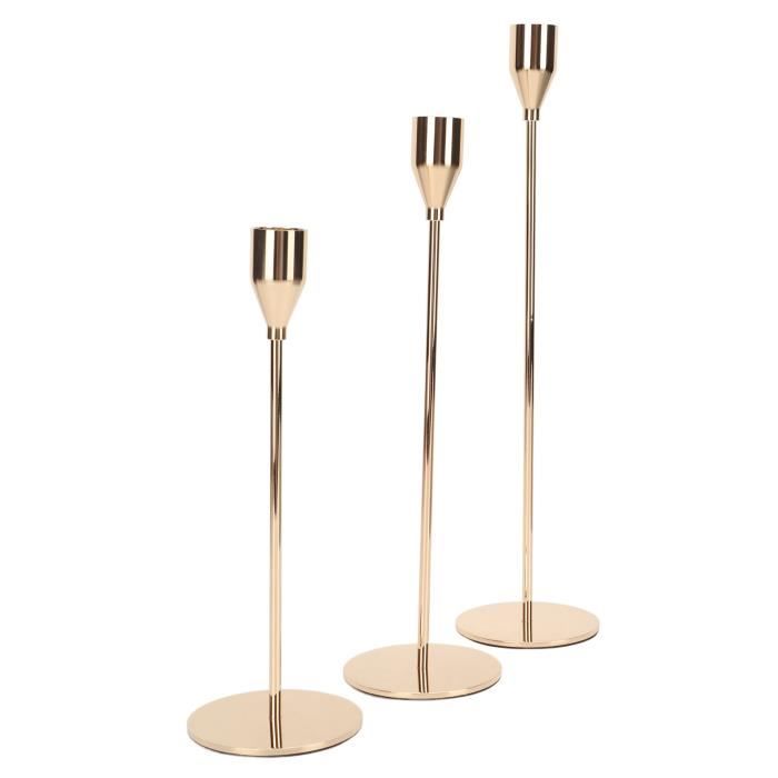Set De 6 Bougeoirs Dorés Rétro Métal 16cm Et 20cm - Décoration Chandelier Dîner