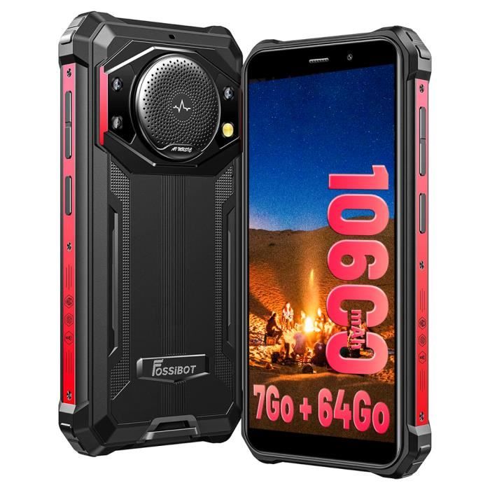 FOSSiBOT F101 Smartphone Robuste 5.45 Écran 4Go + 64Go 24MP Caméra  10600mAh IP68 Téléphone Android 12 GPS Double SIM 4G - Rouge - Cdiscount  Téléphonie