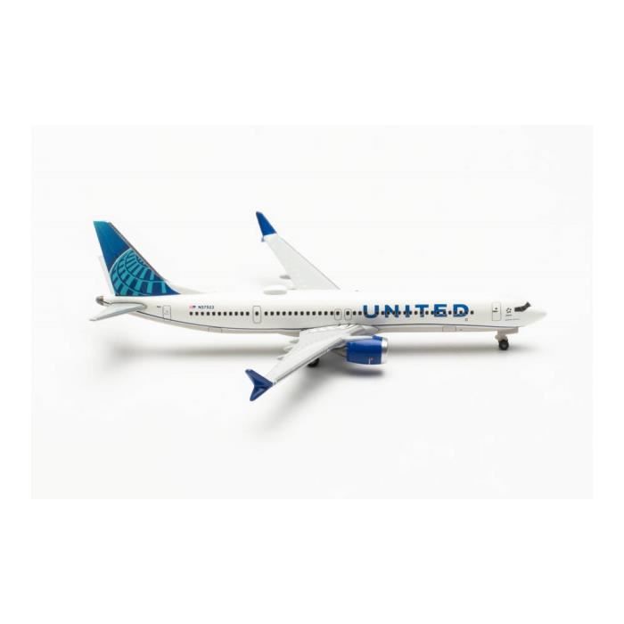 Miniatures montées - Boeing 737 MAX 9 - UNITED AIRLINES - HERPA - Blanc - Plastique