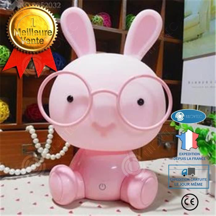 I® rose Mignon Bébé Lampe Lapin Veilleuse Led Lampe de Nuit De Noël Cadeau De Chevet Décor Enfants Belle Lunettes Lapins Lumières