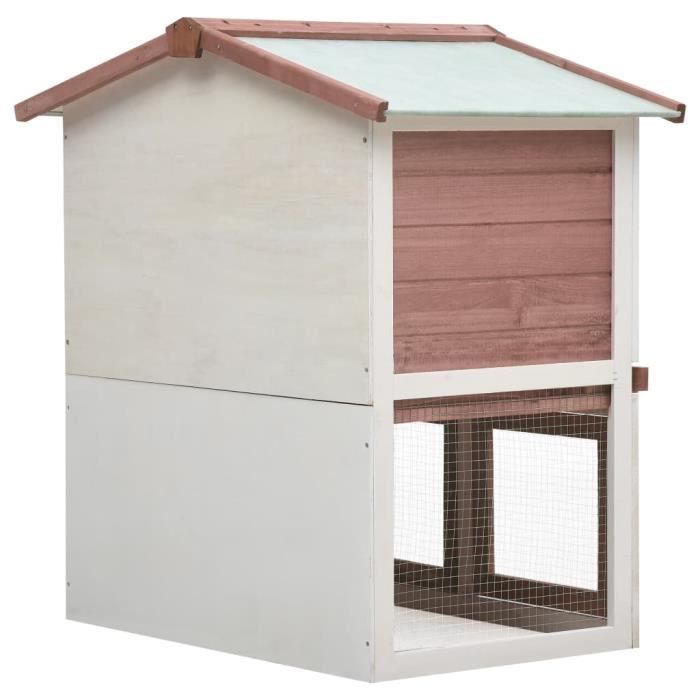 KIMISS Clapier dextérieur 3 portes Marron Bois-LEF